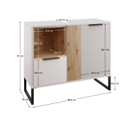 Dulap sub chiuveta DTD alb stejar artisan Cubo 88,4x35x75 cm