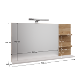 Oglinda perete cu iluminare LED, alb stejar artisan Cubo 75,2x16,5x51,8 cm