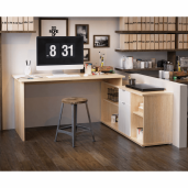 Birou din pal maro stejar sonoma alb Dalton 168x68x75 cm