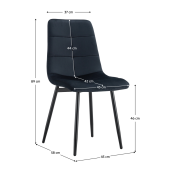 Scaun dining catifea neagra metal Damia 45x58x89 cm