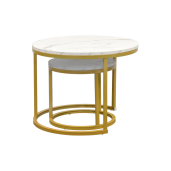 Set 2 masute cafea mdf infoliat imitatie marmura metal auriu Damon 60x45,5 cm, 38x35,5 cm