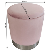 Taburet catifea roz crom argintiu Daron 40x40x45 cm