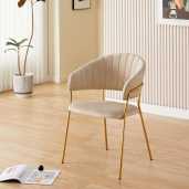 Fotoliu de design catifea bej crom auriu Dasmin 58x53x81.5 cm