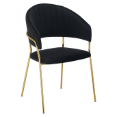 Scaun de design catifea neagra crom auriu Dasmin 58x53x81.5 cm
