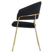 Scaun de design catifea neagra crom auriu Dasmin 58x53x81.5 cm