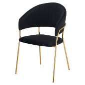 Scaun de design catifea neagra crom auriu Dasmin 58x53x81.5 cm