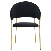 Scaun de design catifea neagra crom auriu Dasmin 58x53x81.5 cm