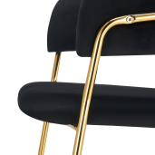 Scaun de design catifea neagra crom auriu Dasmin 58x53x81.5 cm