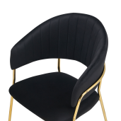 Scaun de design catifea neagra crom auriu Dasmin 58x53x81.5 cm