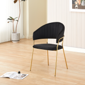 Scaun de design catifea neagra crom auriu Dasmin 58x53x81.5 cm