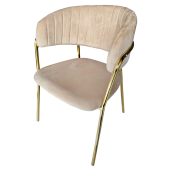 Fotoliu de design catifea bej metal auriu Dasmin 57x53x76 cm