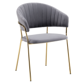Scaun dining catifea gri metal auriu Dasmin 58x53x81,5 cm
