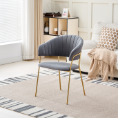 Scaun dining catifea gri metal auriu Dasmin 58x53x81,5 cm