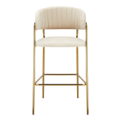 Scaun bar catifea bej crom auriu Dasmin 55x58x107 cm