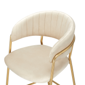 Scaun bar catifea bej crom auriu Dasmin 55x58x107 cm