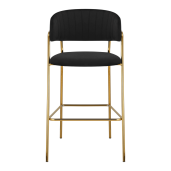 Scaun bar catifea neagra crom auriu Dasmin 55x58x107 cm
