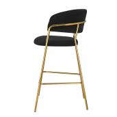 Scaun bar catifea neagra crom auriu Dasmin 55x58x107 cm