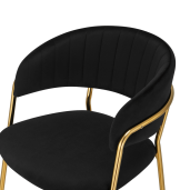 Scaun bar catifea neagra crom auriu Dasmin 55x58x107 cm