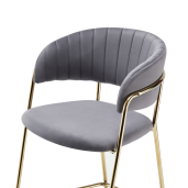 Scaun bar catifea gri metal auriu Dasmin 55x58x107 cm