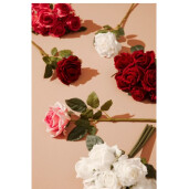 Set 3 Trandafiri artificiali roz verzi Ø10x43h