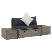 Set mobilier gradina ratan sintetic textil Debra 113x62,5x72 cm, 44x45,5x36 cm