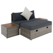 Set mobilier gradina ratan sintetic textil Debra 113x62,5x72 cm, 44x45,5x36 cm