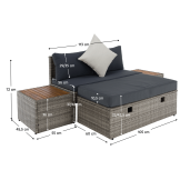 Set mobilier gradina ratan sintetic textil Debra 113x62,5x72 cm, 44x45,5x36 cm
