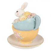 Decoratiune Paste Iepuras polirasina multicolora 13x14x15 cm