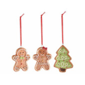 Set 3 ornamente brad Craciun ceramica multicolora cm 8 H