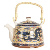 Ceainic din portelan multicolor decor Dragon 18 cm x 14 cm x 12 h , 0.8 L