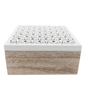 Cutie ceai lemn natur alb 1 compartiment cm 18 x 18 cm x 8 H 