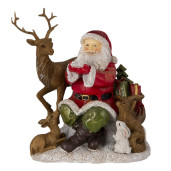 Figurina Mos Craciun cu Animale din polirasina 18 cm x 13 cm x 19 cm