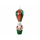 Decoratiune suspendabila Balon Zburator si Mos Craciun din textil verde rosu  Ø 29 x 80 cm