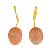 Set 30 oua decorative Paste din polistiren portocaliu cu sclipici 3x4 cm