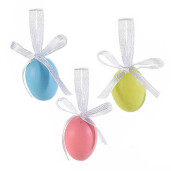 Set 72 oua decorative din plastic albastru roz verde 2x3 cm