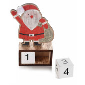 Calendar din lemn model Mos Craciun 9x4x14 cm