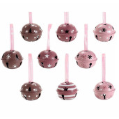 Set 6 clopotei suspendabili din metal maro roz visiniu Ø 5 cm