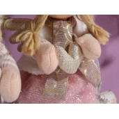 Figurina Inger Girl din portelan si textil alb visiniu roz 17x10x41 cm