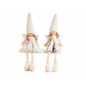 Set 2 figurine Ingeri din portelan si textil alb crem 14x9x38 cm