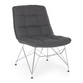 Fotoliu tapiterie stofa gri picioare inox Akemi 54 cm x 71 cm x 77 h