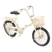 Macheta Bicicleta Retro din metal alb 23 cm x 6 cm x 15 h