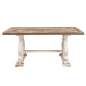 Masa din lemn maro si alb antichizat 180 cm x 90 cm x 82 h