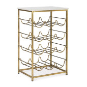 Suport sticle vin din fier auriu si blat marmura alba Marmol 39 cm x 29 cm x 65 h