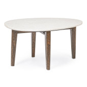 Masuta de cafea cu picioare din lemn mango maro si blat marmura Sylvester 70x50x36 cm
