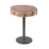 Masuta cafea cu picior fier negru si blat lemn natur Benson Ø 42 cm x 50 h 
