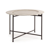 Masuta cafea picioare pliabile fier negru cu blat lemn crem Anil Ø 60 cm x 42 h 