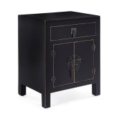 Noptiera 1 sertar 2 usi mdf negru Pechino 44.5 cm x 32 cm x 55 h