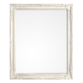 Oglinda decorativa perete cu rama lemn alb patinat Miro 46 cm x 3 cm x 56 h
