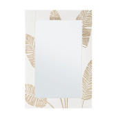Oglinda decorativa perete cu rama lemn alb crem 54 cm x 2 cm x 76 h 