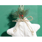 Set 3 ornamente brad din textil alb verde rosu 15x18 cm